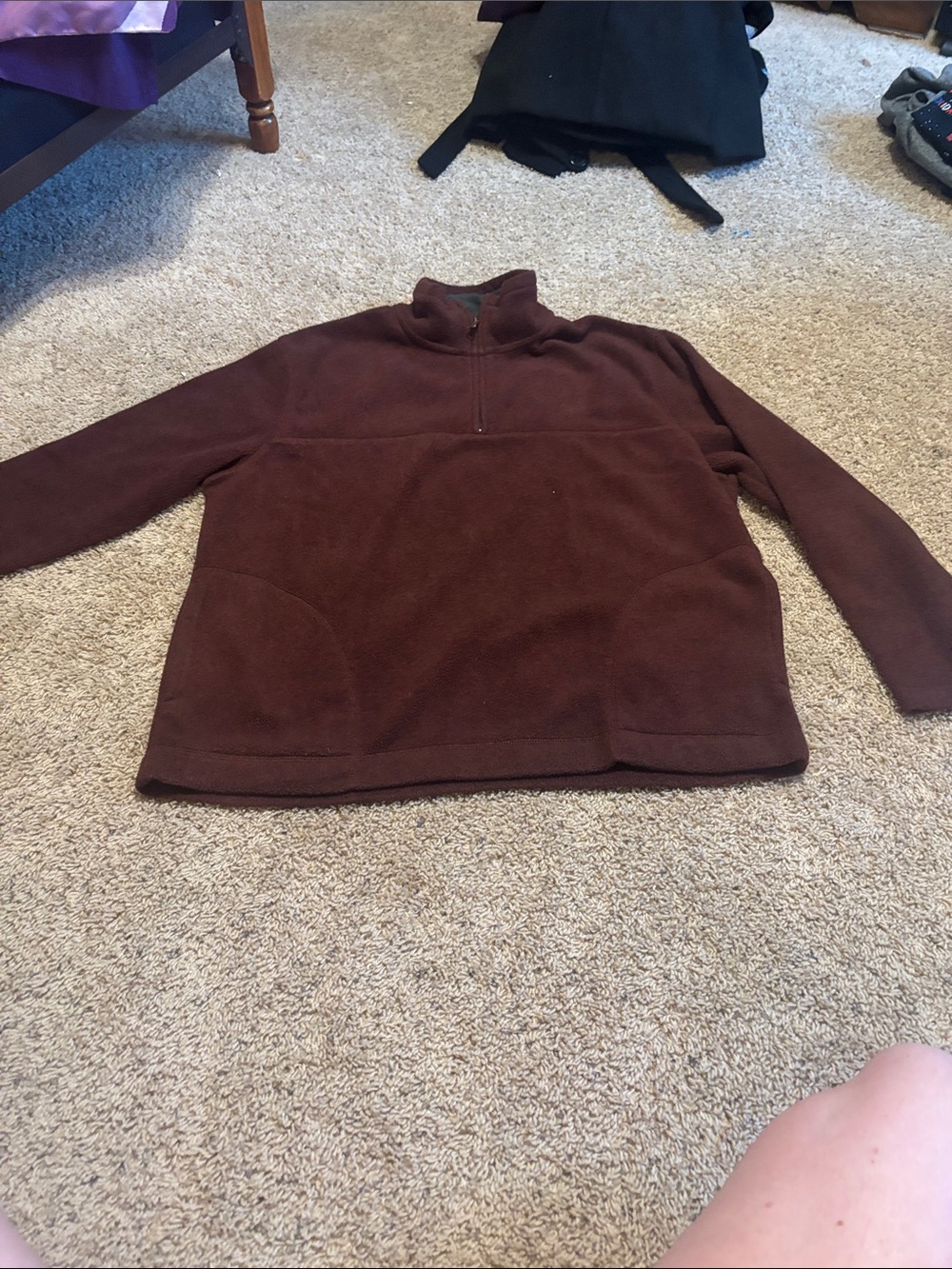 St. John's Bay Mens  Zip-Neck Fleece Pullover - Burgundy